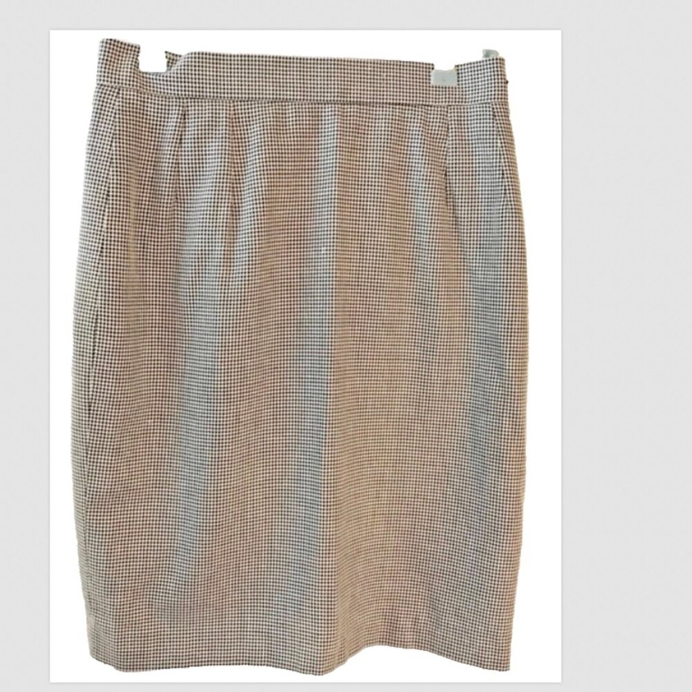 Vintage Yves Saint Laurent Encore Houndstooth Pencil Skirt SZ 8